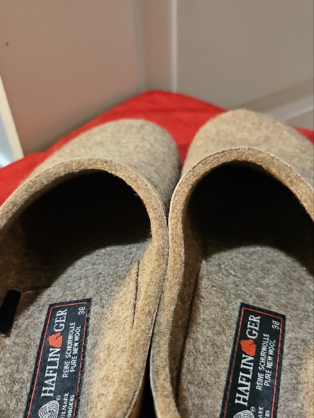 Haflinger Women's Felt Slip-On Clogs in Tan/Brown - Picture 3 of 6
